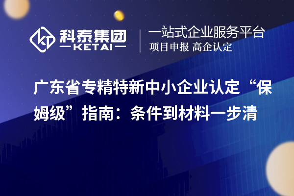 广东省专精特新中小企业认定 “保姆级” 指南：条件到材料一步清