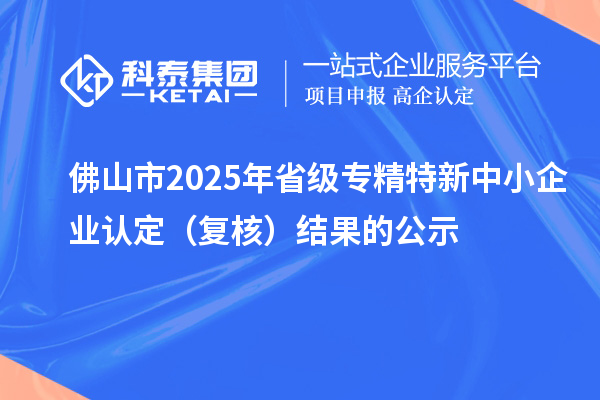 佛山市2025年省级专精特新中小企业认定（复核）结果的公示