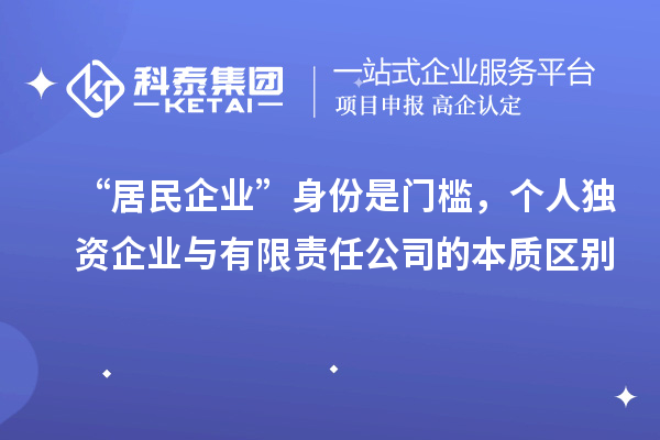 “居民企业”身份是门槛，个人独资企业与有限责任公司的本质区别