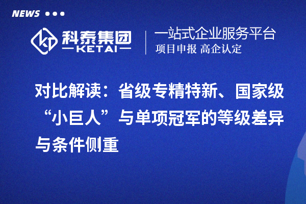 对比解读：省级专精特新、国家级“小巨人”与单项冠军的等级差异与条件侧重