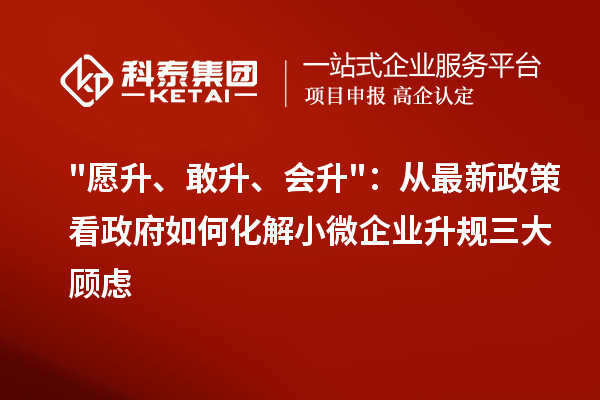 愿升、敢升、会升：从最新政策看政府如何化解小微企业升规三大顾虑